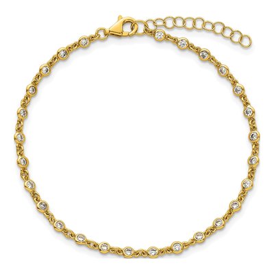 Gold-Plated Sterling Silver CZ Station Bracelet – view 5