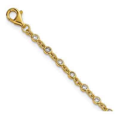 Gold-Plated Sterling Silver CZ Station Bracelet