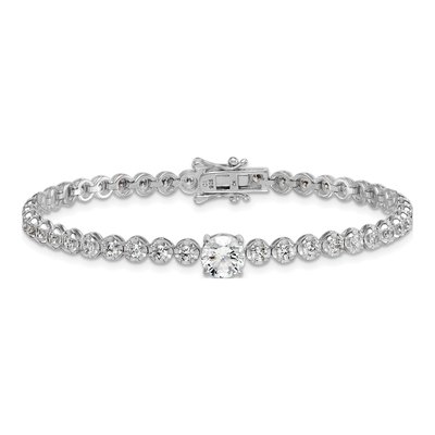 Sterling Silver CZ Fancy Round Bracelet – view 4