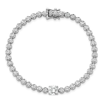 Sterling Silver CZ Fancy Round Bracelet – view 5