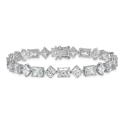 Sterling Silver CZ Princess-Cut Bracelet – view 4