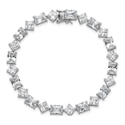 Sterling Silver CZ Princess-Cut Bracelet – view 5