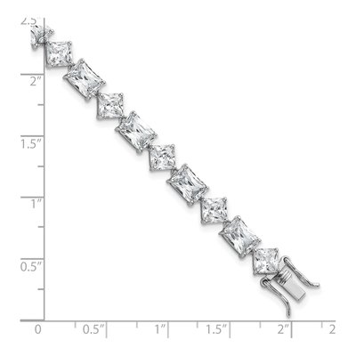 Sterling Silver CZ Princess-Cut Bracelet – view 6