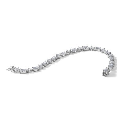 Sterling Silver CZ Princess-Cut Bracelet – view 7