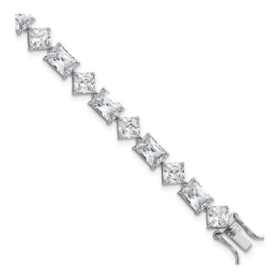 Sterling Silver CZ Princess-Cut Bracelet