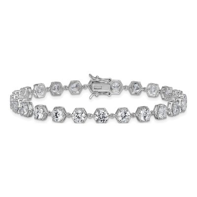 Sterling Silver CZ Hexagon Bracelet – view 4