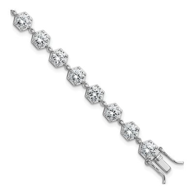 Sterling Silver CZ Hexagon Bracelet