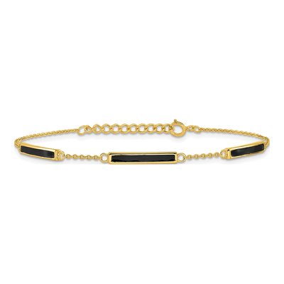 Gold-Plated Sterling Silver Black Enamel Bar Bracelet – view 4