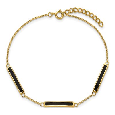 Gold-Plated Sterling Silver Black Enamel Bar Bracelet – view 5