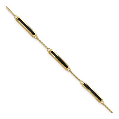 Gold-Plated Sterling Silver Black Enamel Bar Bracelet