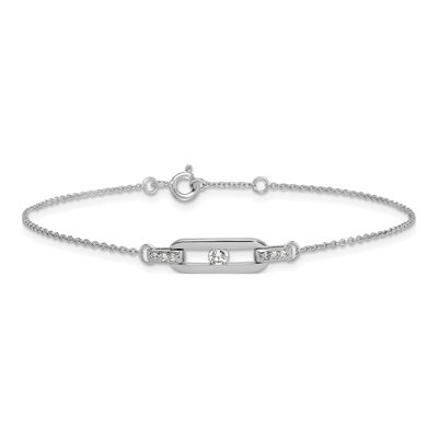 Sterling Silver CZ Oval Link Bracelet – view 4