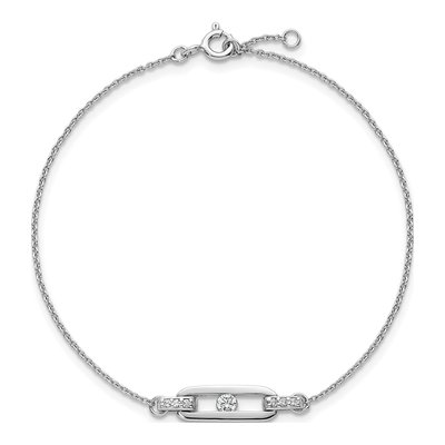 Sterling Silver CZ Oval Link Bracelet – view 5