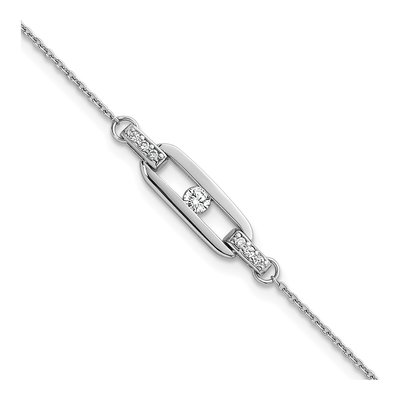Sterling Silver CZ Oval Link Bracelet