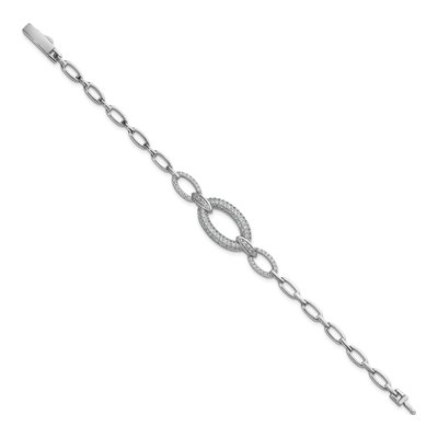 Sterling Silver CZ Oval Link Bracelet – view 3