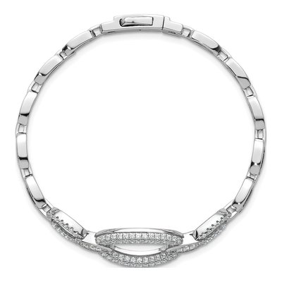 Sterling Silver CZ Oval Link Bracelet – view 5
