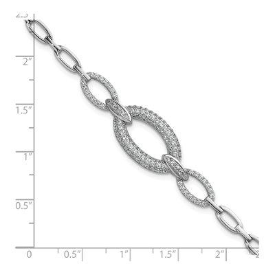 Sterling Silver CZ Oval Link Bracelet – view 6