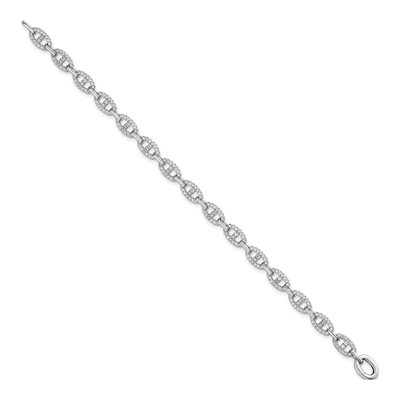 Sterling Silver CZ Anchor Link Bracelet – view 3