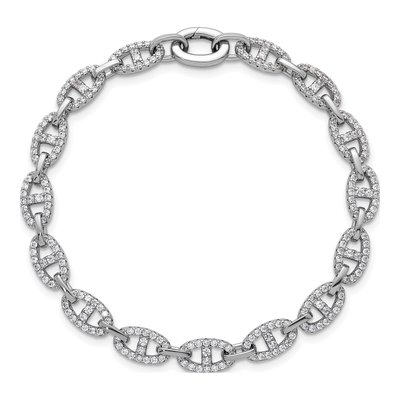 Sterling Silver CZ Anchor Link Bracelet – view 5