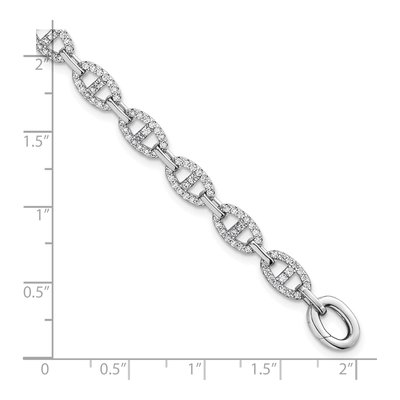 Sterling Silver CZ Anchor Link Bracelet – view 6