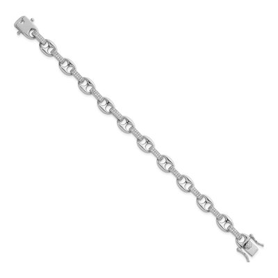 Sterling Silver CZ Oval Mariner Link Bracelet – view 3