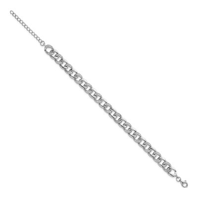Sterling Silver CZ Curb Link Bracelet – view 3