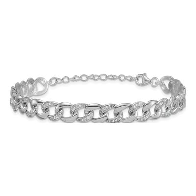 Sterling Silver CZ Curb Link Bracelet – view 4
