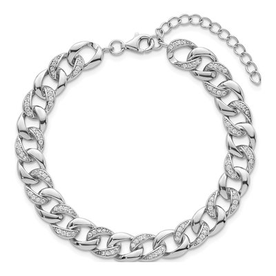 Sterling Silver CZ Curb Link Bracelet – view 5