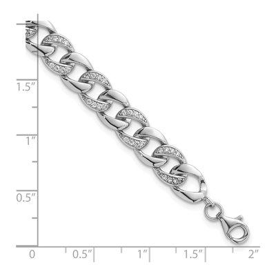 Sterling Silver CZ Curb Link Bracelet – view 6