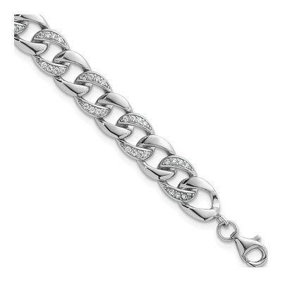 Sterling Silver CZ Curb Link Bracelet