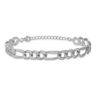 Sterling Silver CZ Figaro Bracelet – view 4