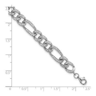 Sterling Silver CZ Figaro Bracelet – view 6