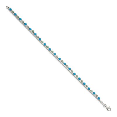 Sterling Silver Turquoise Aventurine Beaded Bracelet – view 3