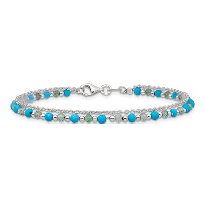 Sterling Silver Turquoise Aventurine Beaded Bracelet – view 4