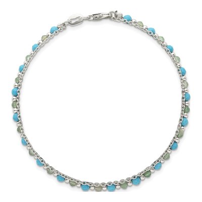 Sterling Silver Turquoise Aventurine Beaded Bracelet – view 5