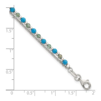 Sterling Silver Turquoise Aventurine Beaded Bracelet – view 6