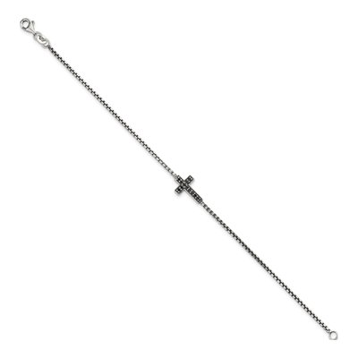 Sterling Silver CZ Cross Bracelet – view 3