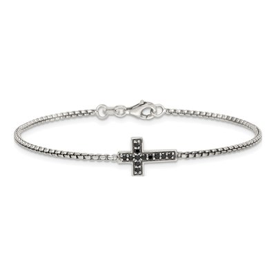 Sterling Silver CZ Cross Bracelet – view 4