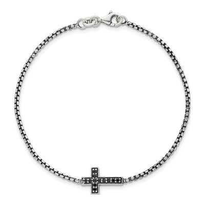 Sterling Silver CZ Cross Bracelet – view 5
