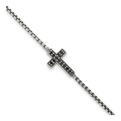 Sterling Silver CZ Cross Bracelet