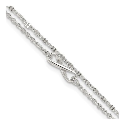 Sterling Silver Infinity Double Strand Anklet