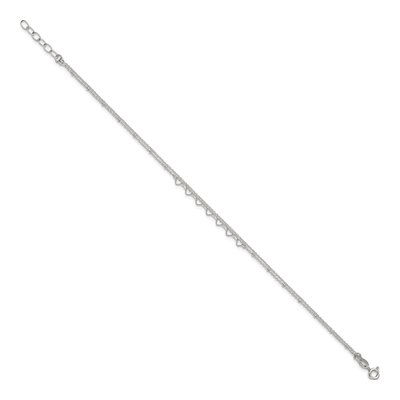 Sterling Silver Beaded Hearts Double Strand Anklet – view 3