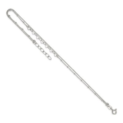 Sterling Silver Beaded Hearts Double Strand Anklet – view 6