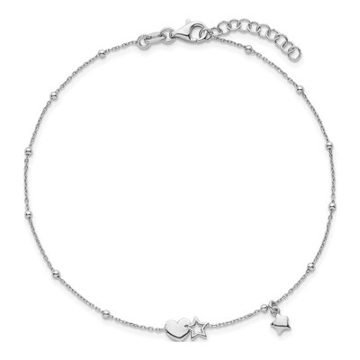 Sterling Silver Heart Stars Anklet – view 5