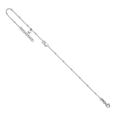 Sterling Silver Heart Stars Anklet – view 6