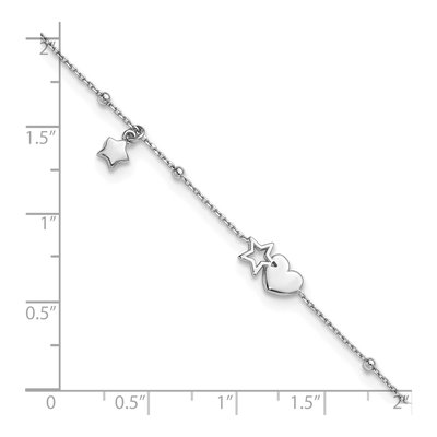 Sterling Silver Heart Stars Anklet – view 7