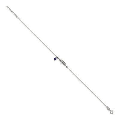 Sterling Silver Blue Lapis Feather Anklet – view 3