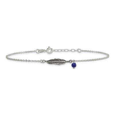 Sterling Silver Blue Lapis Feather Anklet – view 4