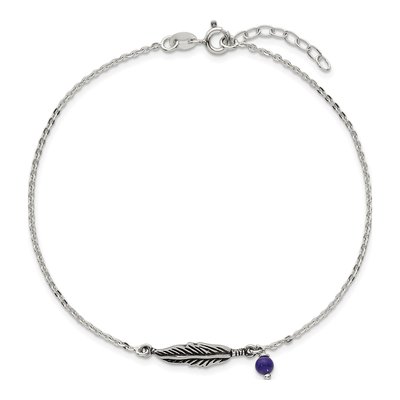 Sterling Silver Blue Lapis Feather Anklet – view 5