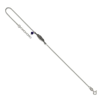 Sterling Silver Blue Lapis Feather Anklet – view 6