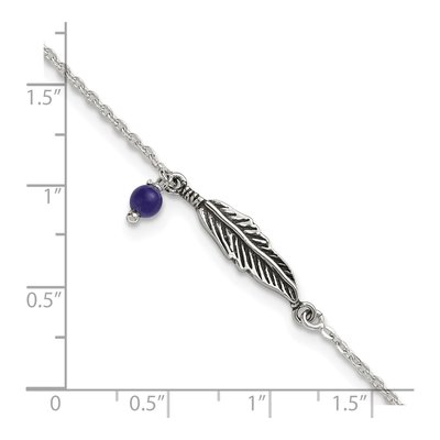 Sterling Silver Blue Lapis Feather Anklet – view 7